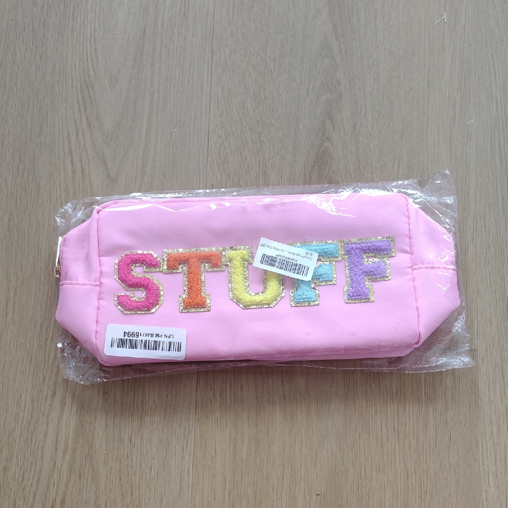 Pink Stuff Pouch with Glitter Letters